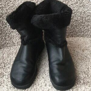 Santana Canada Black Leather Fur Lined Boots size 10 M
